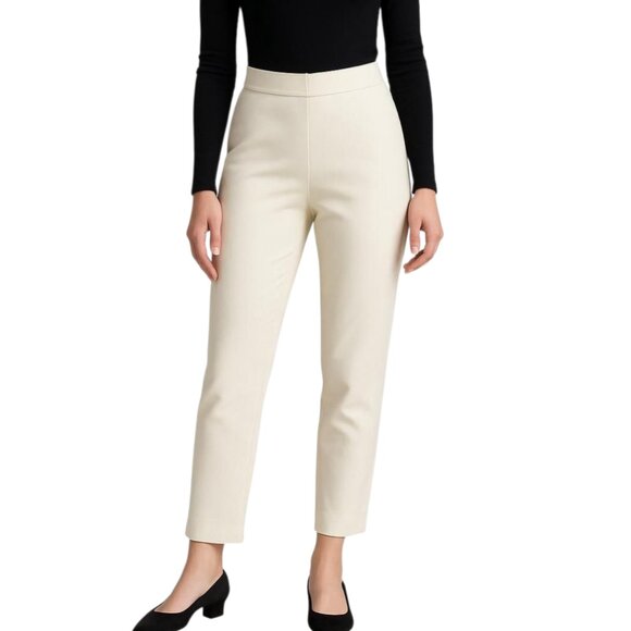 Sincerely Jules Pants - Sincerely Jules Women's Cream High Waist Flat Front Ankle Dress Pants Size M